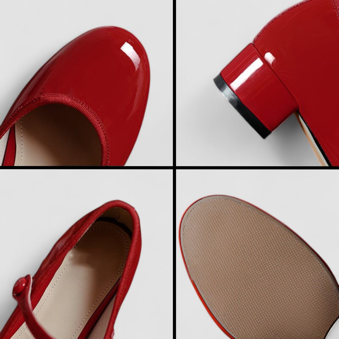 Roos - Feestelijke Orthopedische Mary Jane Schoenen Dames met Glanzende Afwerking en Blokhak