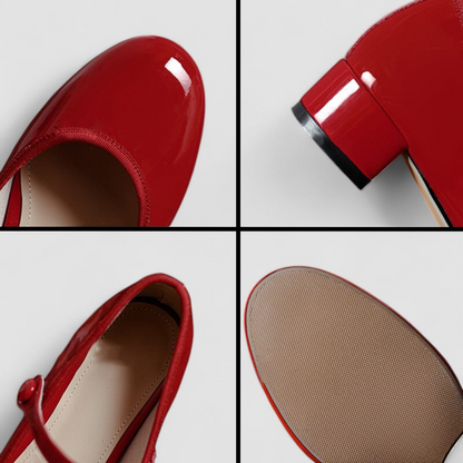Roos - Feestelijke Orthopedische Mary Jane Schoenen Dames met Glanzende Afwerking en Blokhak