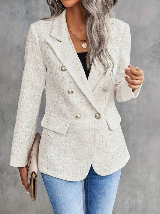 Roos - Smart Casual Dames Blazer met Dubbele Rij Knopen en Reverskraag