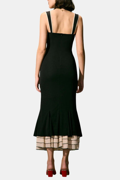 Roos - Vintage Bruiloft Gastenjurk Dames met Zeemeermin Rok en Gelaagde Zoom