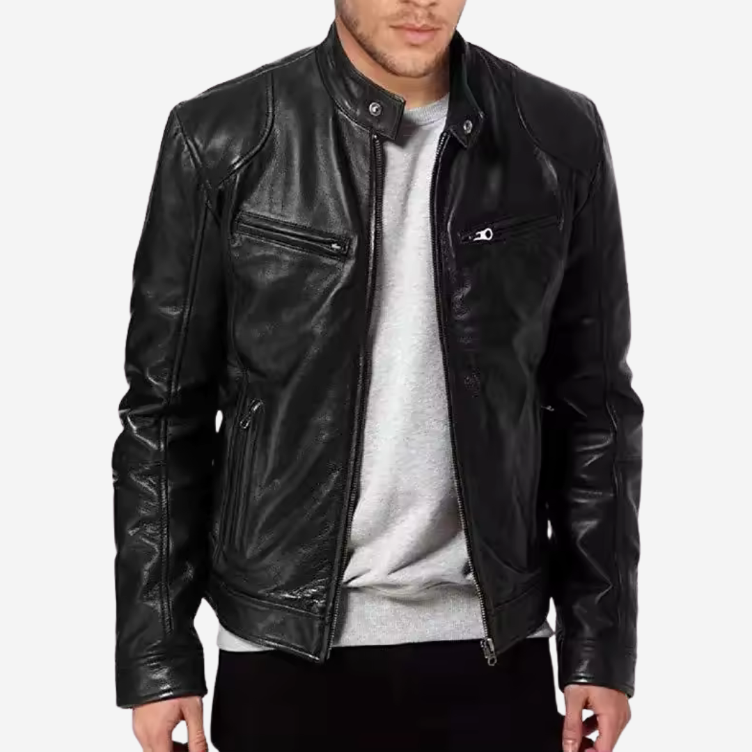 Ruben - Heren Biker Jas voor de Herfst met Opstaande Kraag