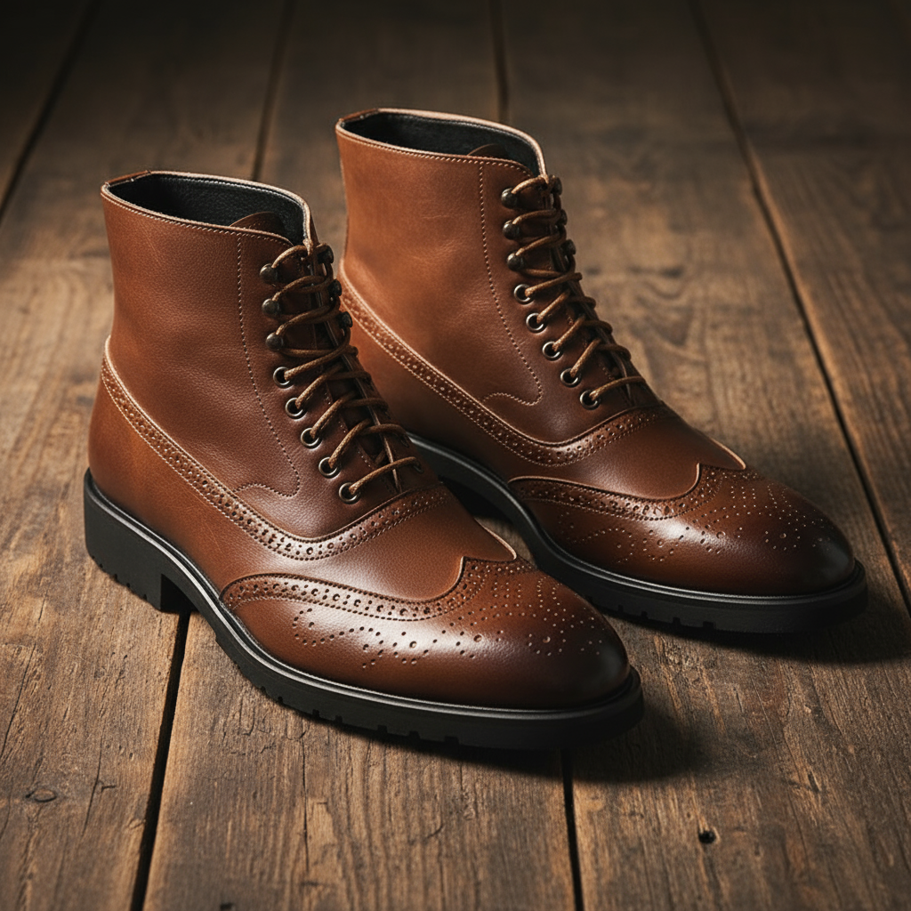 Ruben - Heren Nette Veterlaarzen Warm voor de Herfst met Brogue Details