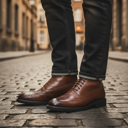 Ruben - Heren Nette Veterlaarzen Warm voor de Herfst met Brogue Details