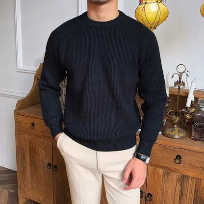 Ruben - Heren Ribgebreide Pullover Casual Smart met Ronde Halslijn