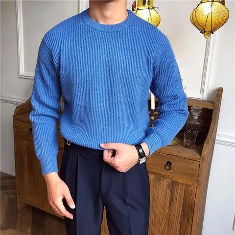 Ruben - Heren Ribgebreide Pullover Casual Smart met Ronde Halslijn