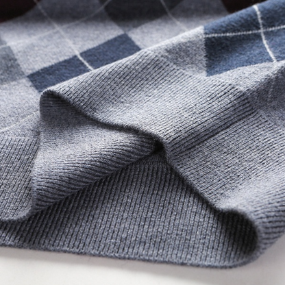 Ruben - Heren Spencer in Nette Stijl met V-hals en Argyle Ruitpatroon