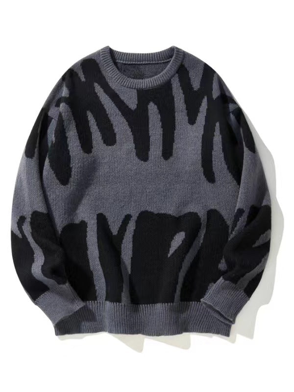 Ruben - Heren Trui Oversized Gebreid met Ronde Hals en Grafisch Dessin