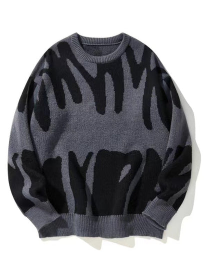 Ruben - Heren Trui Oversized Gebreid met Ronde Hals en Grafisch Dessin