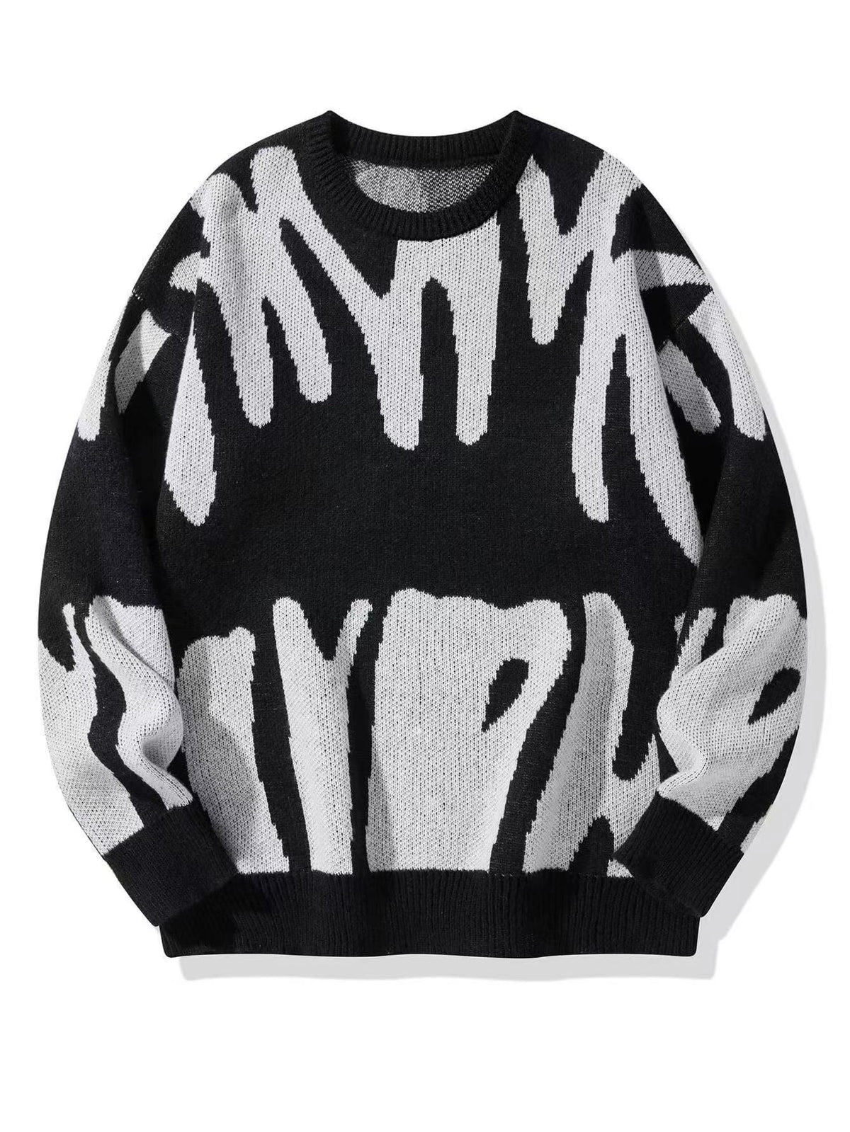 Ruben - Heren Trui Oversized Gebreid met Ronde Hals en Grafisch Dessin
