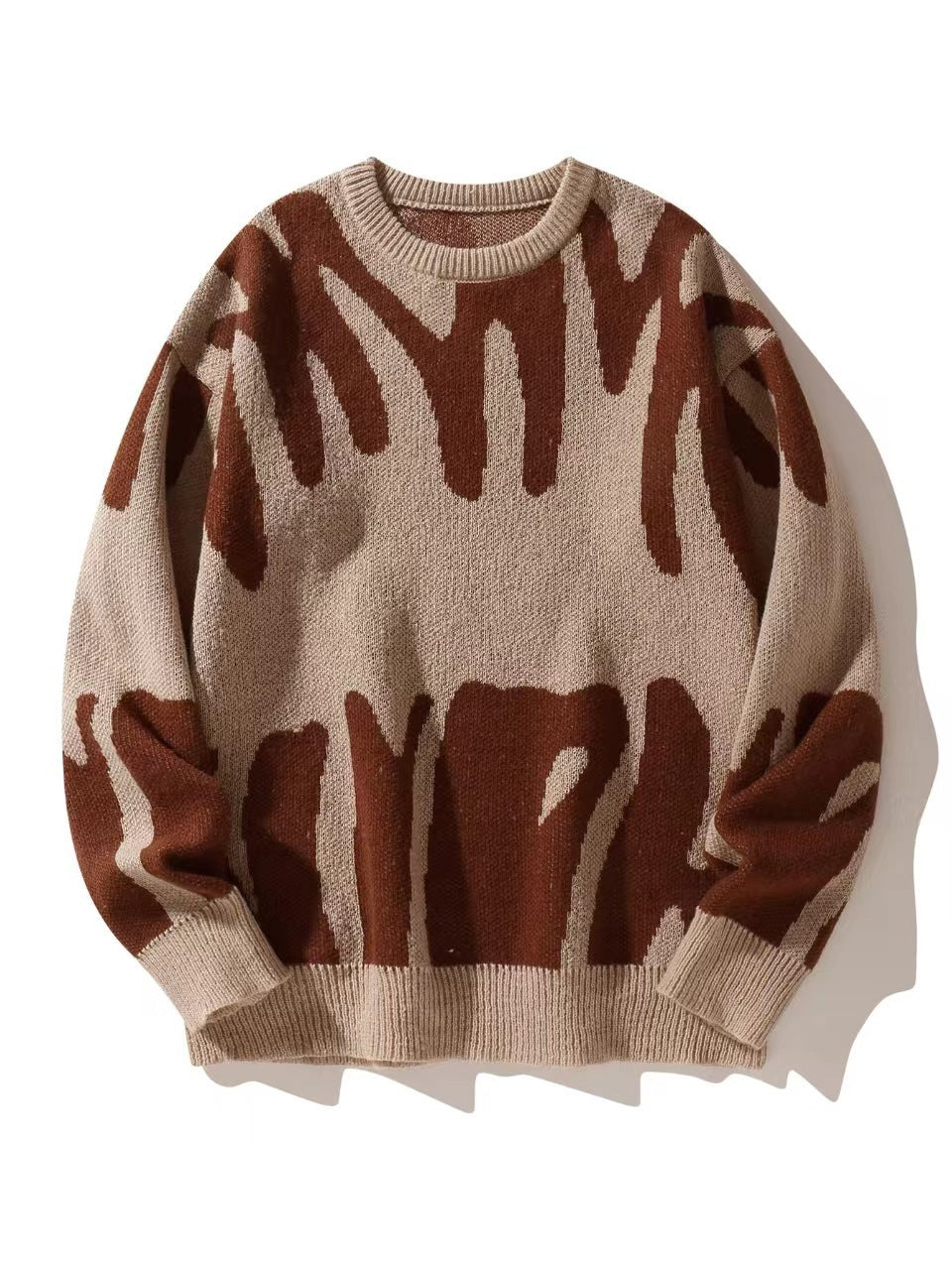 Ruben - Heren Trui Oversized Gebreid met Ronde Hals en Grafisch Dessin