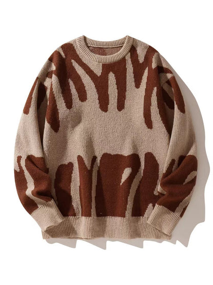 Ruben - Heren Trui Oversized Gebreid met Ronde Hals en Grafisch Dessin