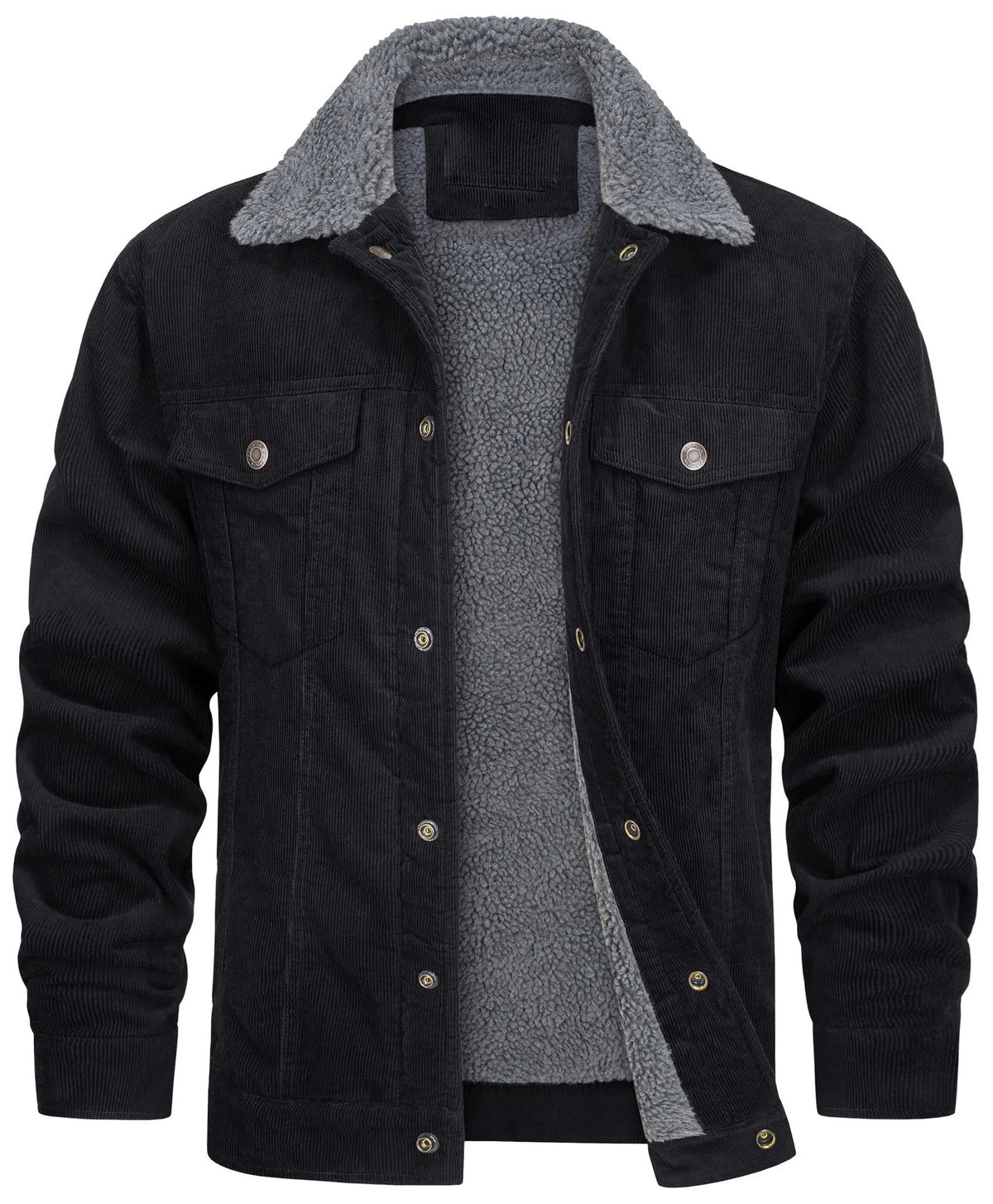 Ruben - Heren Winterjas Denim Stijl met Fleecevoering en Knoopsluiting