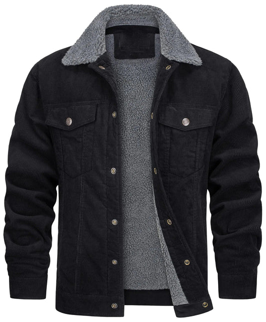 Ruben - Heren Winterjas Denim Stijl met Fleecevoering en Knoopsluiting