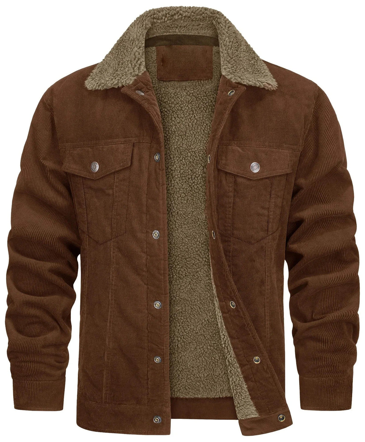 Ruben - Heren Winterjas Denim Stijl met Fleecevoering en Knoopsluiting