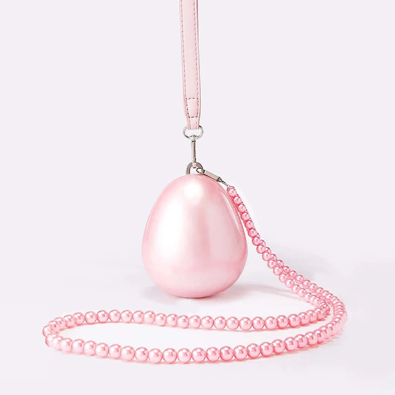 Tas Dames - Parelmoer Minitas met Parelketting en Kwastje | Chique