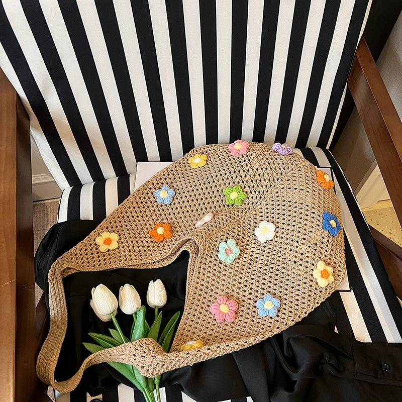 Tas Dames - Gehaakte Shopper met Bloemendetails | Zomer