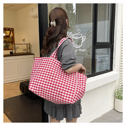 Shopper Dames - Grote Tote Bag met Ruitjesprint | Casual