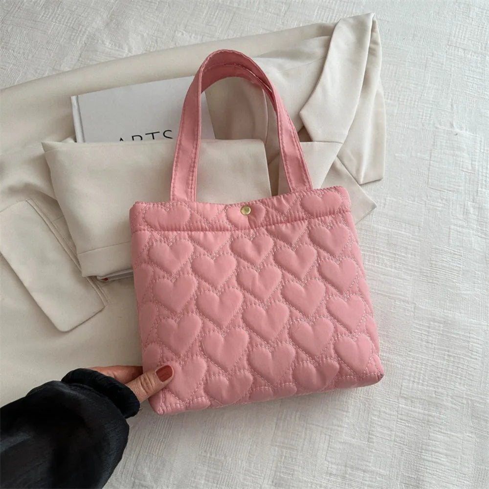Tas Dames - Kleine Quilted Shopper met Hartjespatroon | Casual