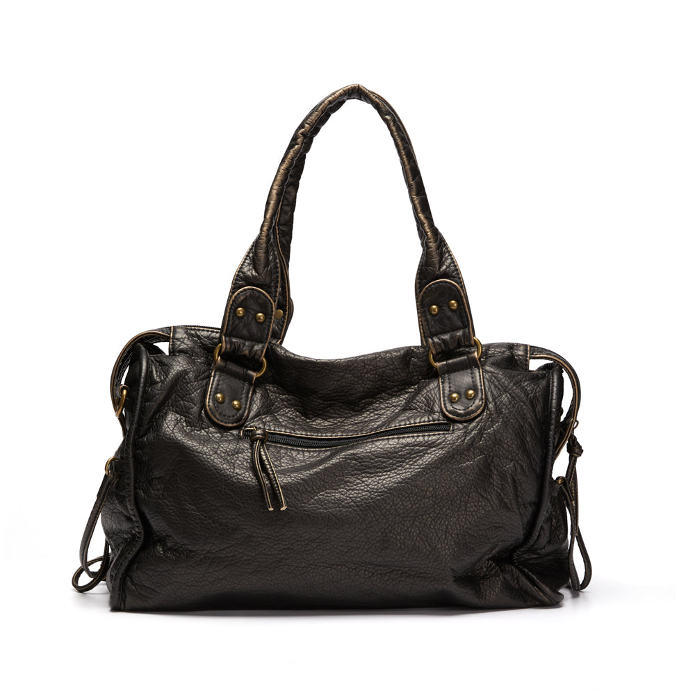 Tas Dames - Ruime Handtas met Gevlochten Details en Frontritsvak | Vintage