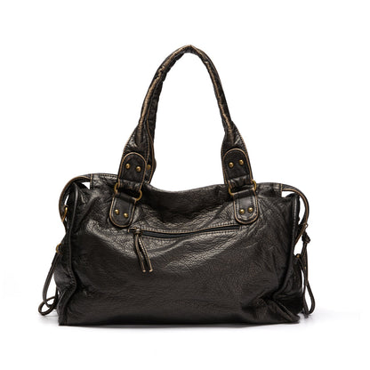 Tas Dames - Ruime Handtas met Gevlochten Details en Frontritsvak | Vintage