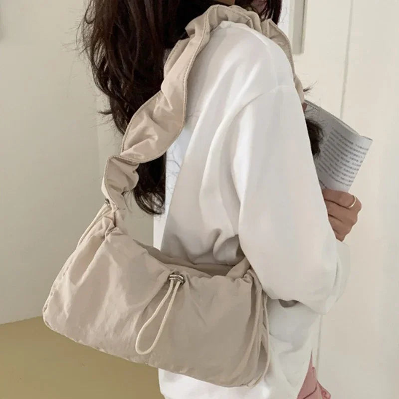 Schoudertas Dames - Gewatteerde Tas met Gerimpeld Detail | Casual