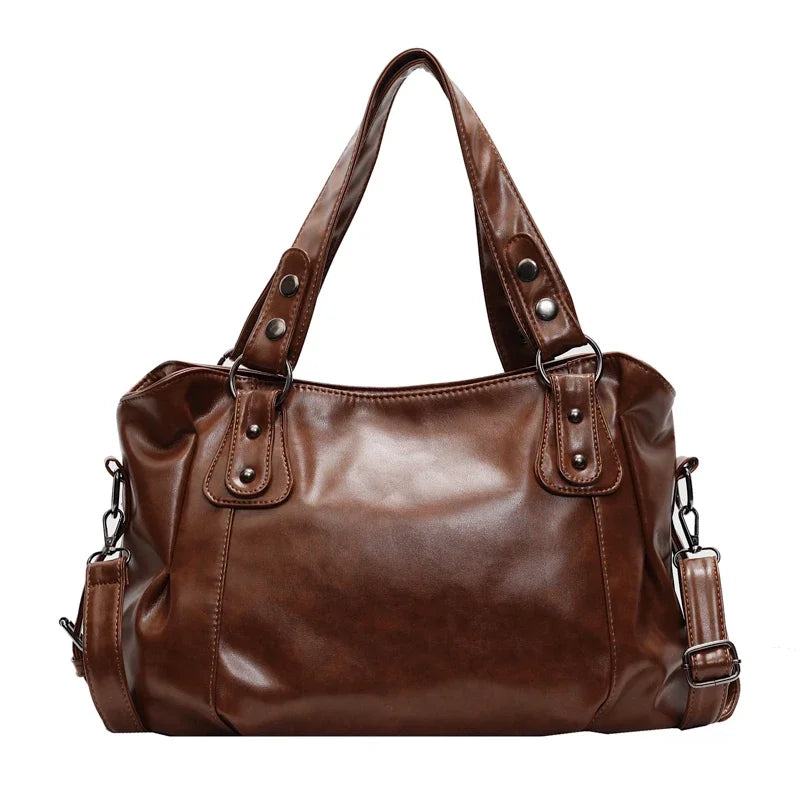 Tas Dames - Grote Schoudertas met Studs en Brede Band | Casual