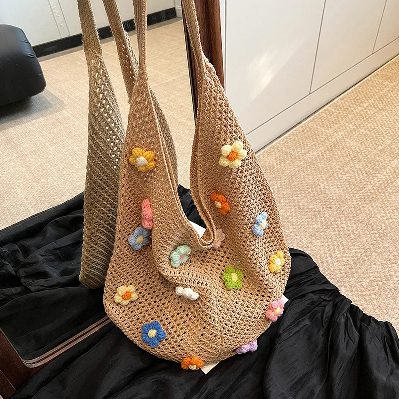 Tas Dames - Gehaakte Shopper met Bloemendetails | Zomer