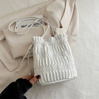 Tas Dames - Metallic Bucket Bag met Geplooide Rand | Chique