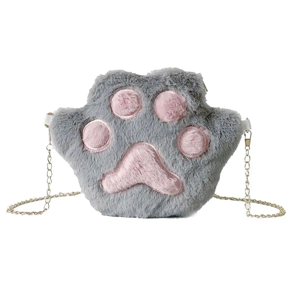 Tas Dames - Pluche Kattenpoot Crossbody met Gouden Ketting | Casual