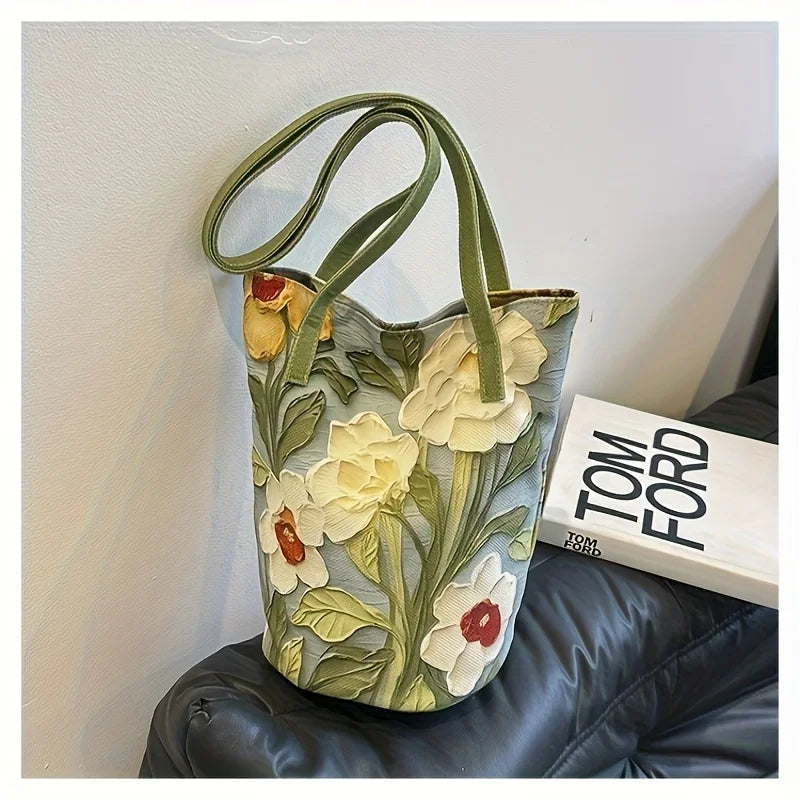 Handtas Dames - Grote Tas met 3D Bloemen Reliëf | Chique