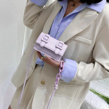 Mini Tas Dames - Crossbody met Dubbele Gesp en Ketting | Chique