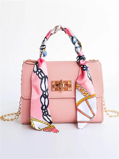 Tas Dames - Compacte Flap Tas met Sjaal en Gouden Ketting | Chique