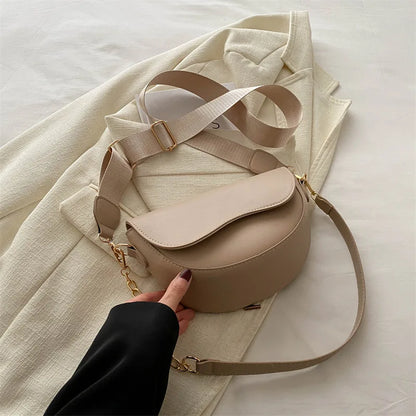 Crossbody Tas Dames - Saddle Bag met Ketting en Brede Riem | Chique