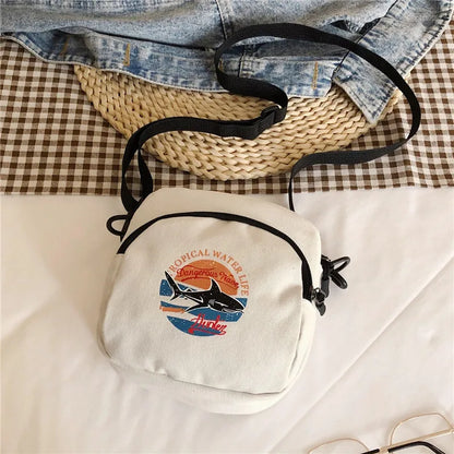 Tas Dames - Mini Crossbody met Haai Borduursel en Rits | Casual