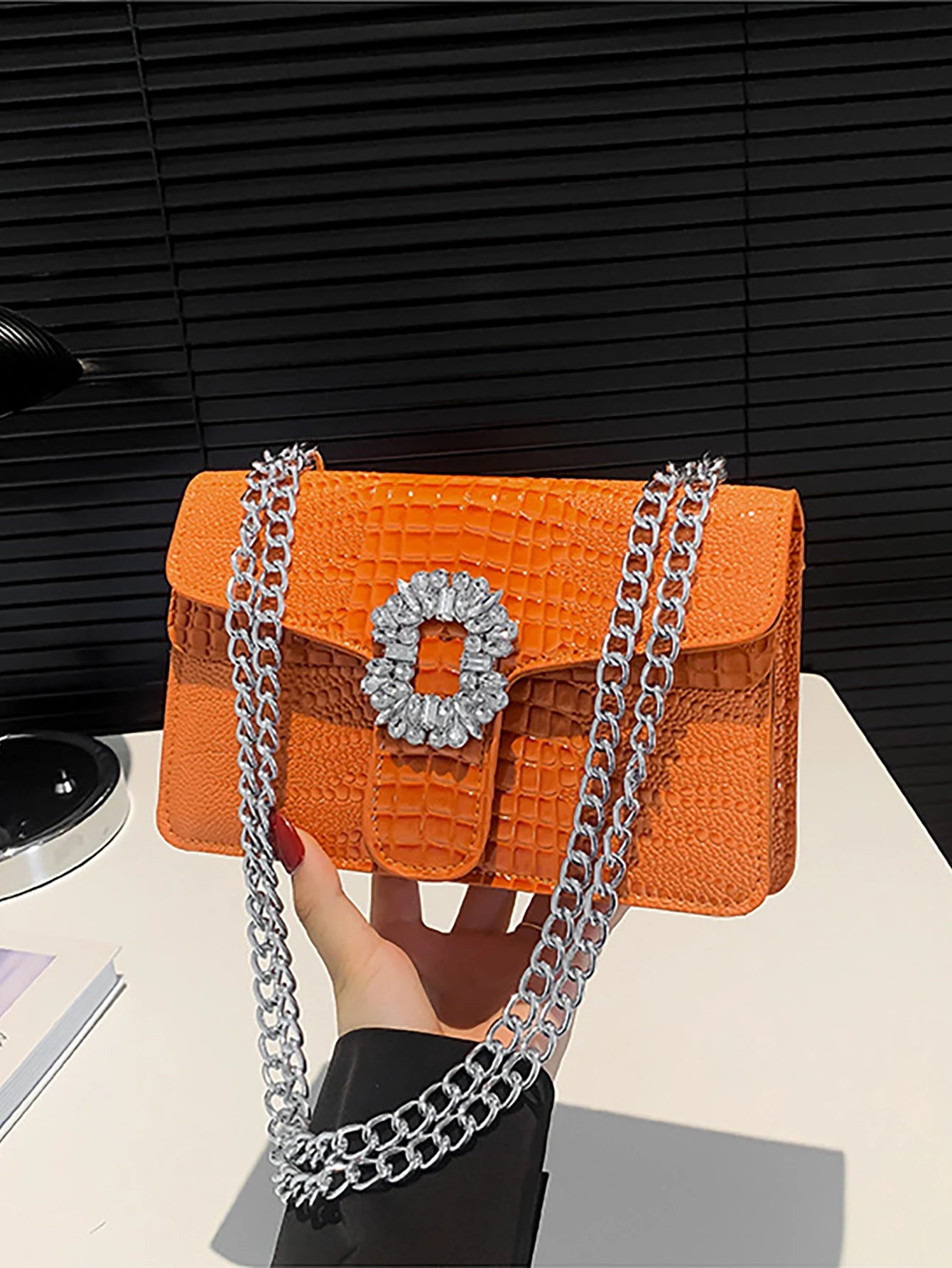 Tas Dames - Crossbody met Ketting en Strass Gesp | Feestelijk
