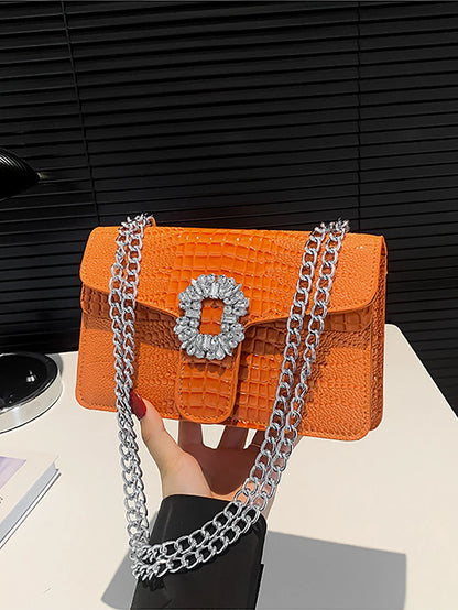Tas Dames - Crossbody met Ketting en Strass Gesp | Feestelijk