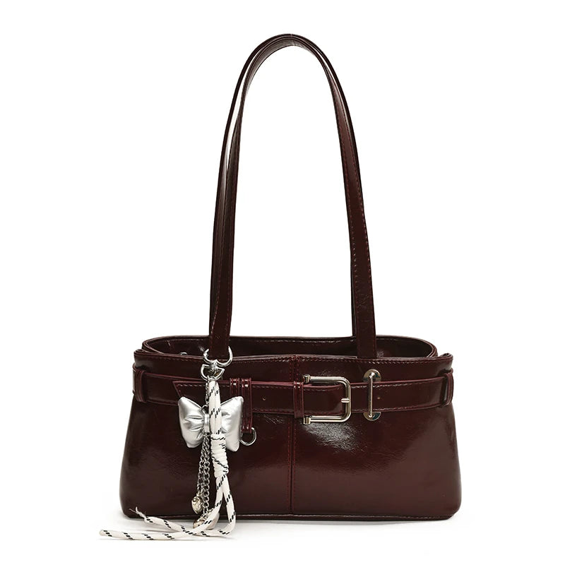 Tas Dames - Schoudertas met Gesp en Strik Hanger | Stijlvol