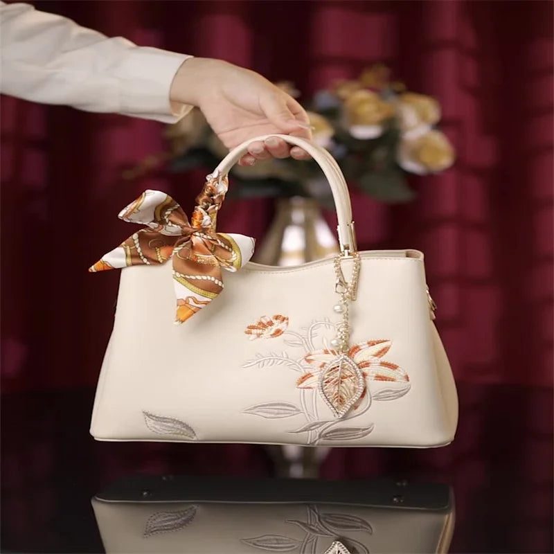 Tas Dames - Elegante Handtas met Borduurwerk en Sjaal | Chique