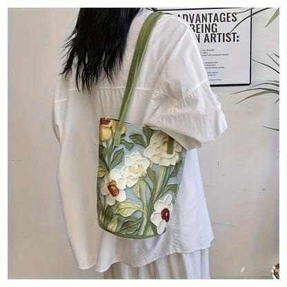 Handtas Dames - Grote Tas met 3D Bloemen Reliëf | Chique