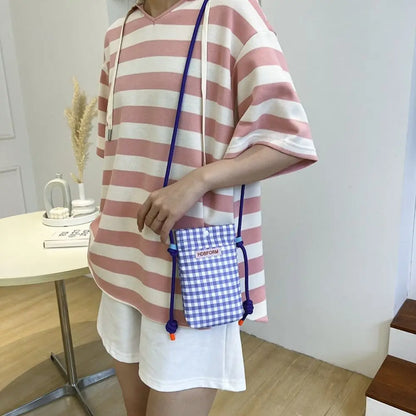 Crossbody Tas Dames - Mini Telefoontas met Ruitjesprint | Casual
