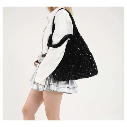 Tas Dames - Grote Pailletten Shopper met Enkele Band | Glamour