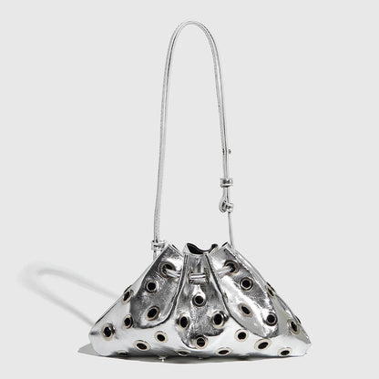 Schoudertas Dames - Metallic Clutch met Oogjes Detail | Stoer