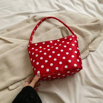 Tas Dames - Retro Schoudertas met Stippenprint | Klassiek