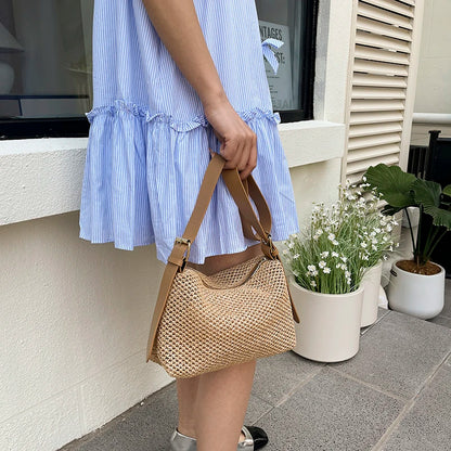 Tas Dames - Gevlochten Hobo Tas met Brede Schouderriem | Zomer