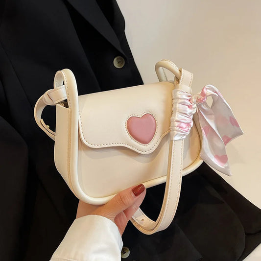 Tas Dames - Mini Crossbody met Hartdetail en Strik | Schattig