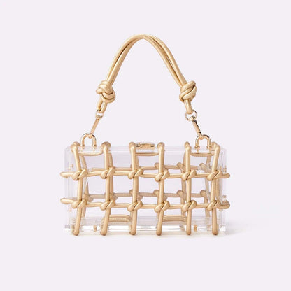 Avondtasje Dames - Transparante Clutch met Gouden Koord | Feest