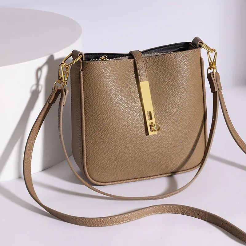 Crossbody Tas Dames - Strakke Tas met Gouden Draaislot | Chique