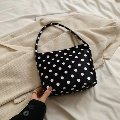Tas Dames - Retro Schoudertas met Stippenprint | Klassiek