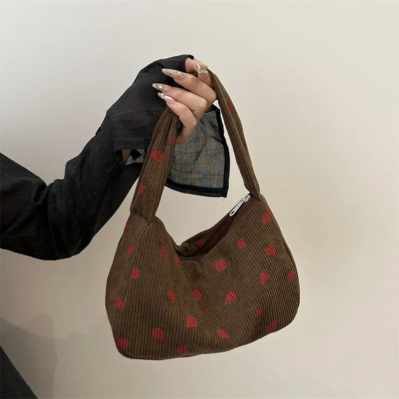 Tas Dames - Mini Schoudertas met Aardbeienprint en Structuur | Zomer