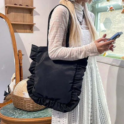 Tas Dames - Grote Shopper met Ruches en Schouderbanden | Romantisch